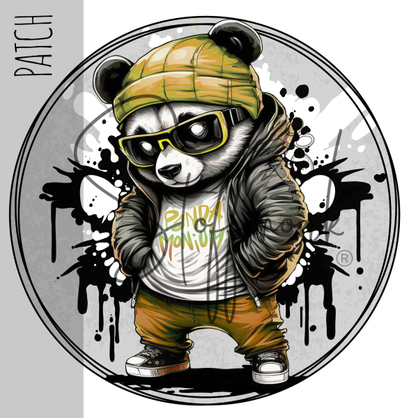Patch / Aufnäher  - Panda Fred - Grau