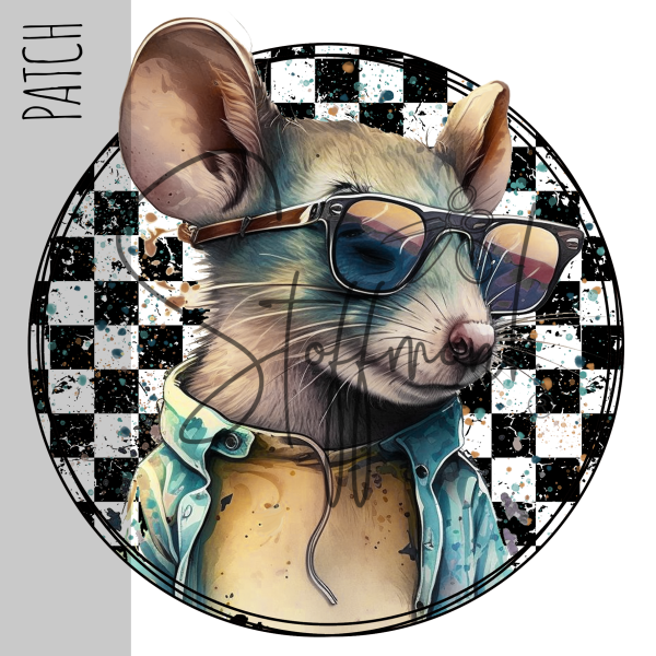 Patch / Aufnäher  - Cool Mouse - Karo