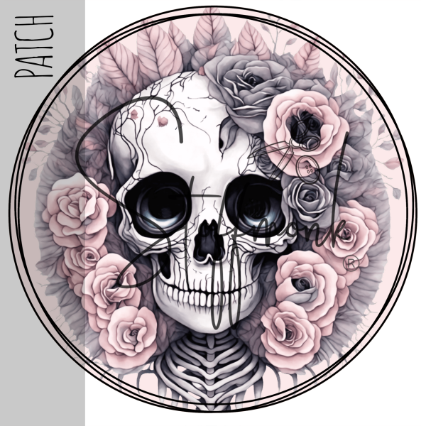 Patch / Aufnäher  - "Skull rosa" - Rund