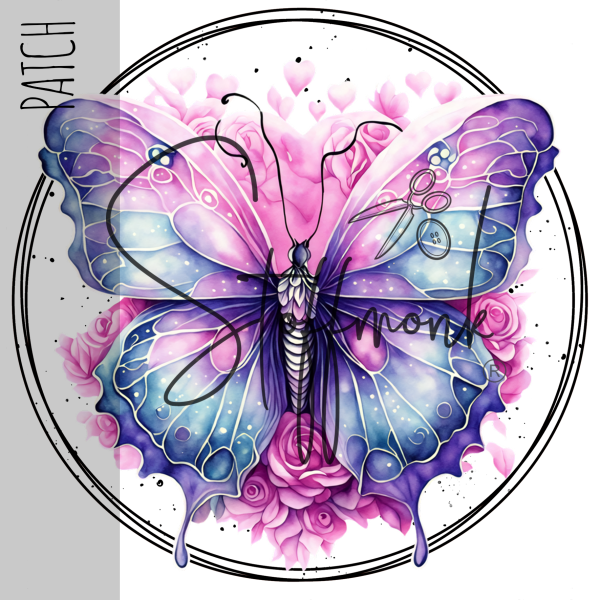 Patch / Aufnäher  - "Schmetterling" - Rund