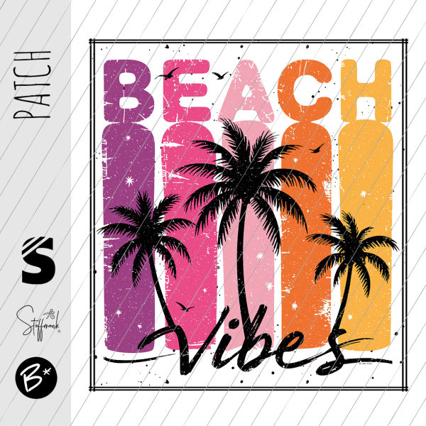 Patch / Aufnäher  - Beach Vibes #pink/gelb - Rechteck