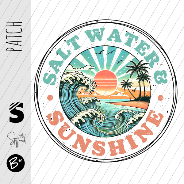 Patch / Aufnäher  - " SALTWATER AND SUNSHINE"  - Button
