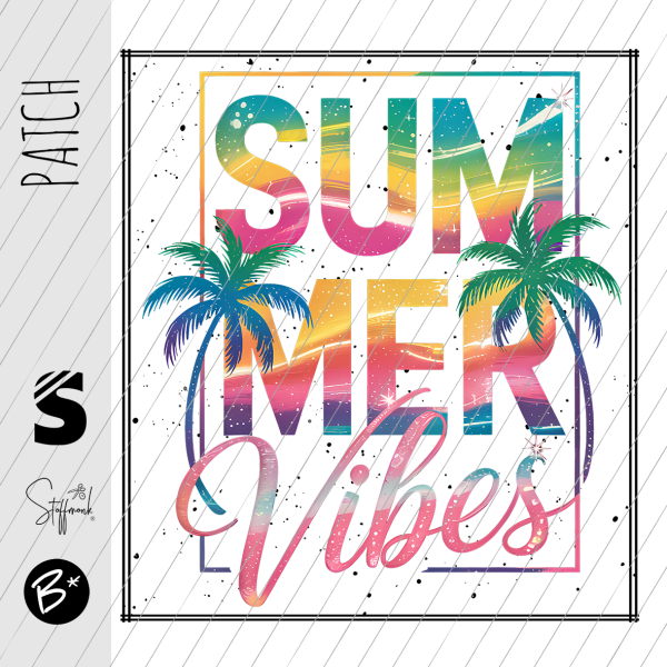 Patch / Aufnäher  - " Summer Vibes " - #rainbow - Rechteck