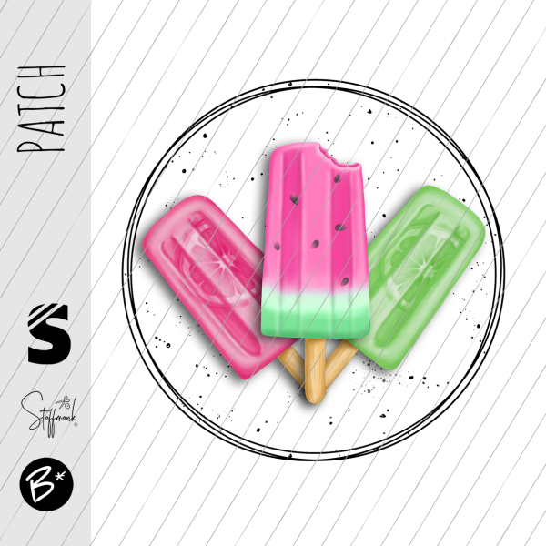 Patch / Aufnäher  - " 3x Eis " - Konfetti Button