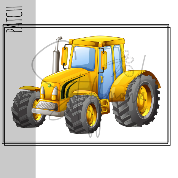 Patch / Aufnäher  - Traktor gelb Rechteck - Größe wählbar -