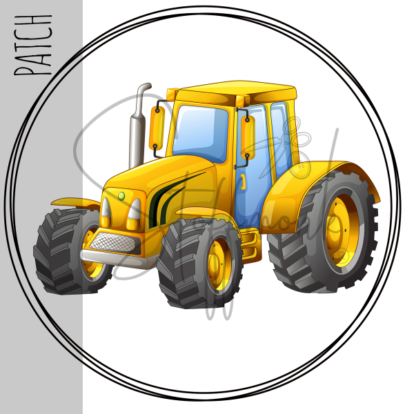 Patch / Aufnäher  - Traktor gelb Kreis - Größe wählbar -