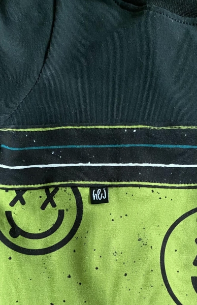 4 er Set - Weblabel gefaltet - "hej + smile" - schwarz