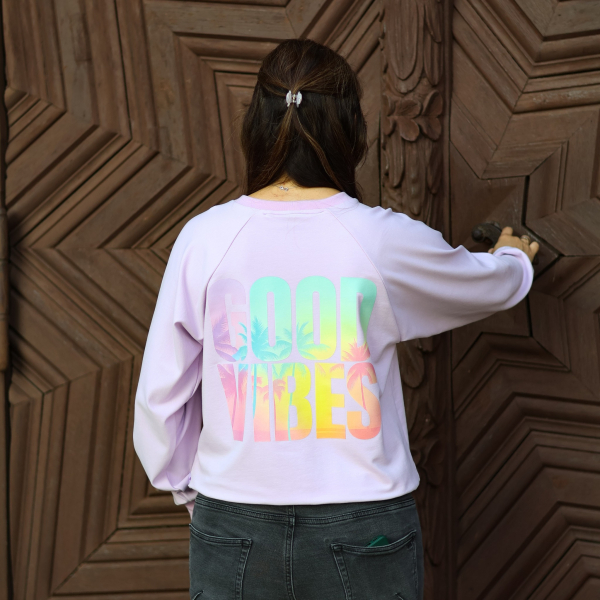 Bügelbild - " GOOD VIBES (Palmen Text) "