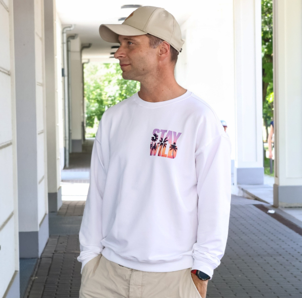 Bügelbild - " STAY WILD (Palmen Text) "