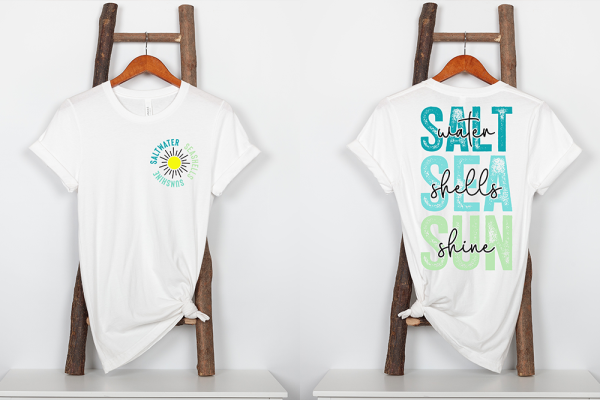 Bügelbild Set - Front & Back - "SALT water ..... - Petrol/Lime"