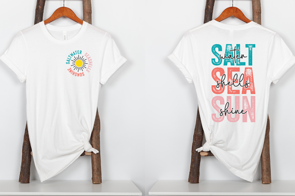 Bügelbild Set - Front & Back - "SALT water ..... - Blau/Koralle/Rosa"