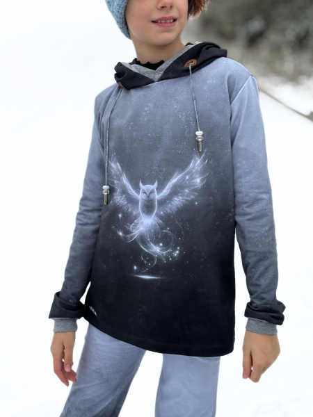 Panel Grunge Verlauf (FOG Serie) - #dunkelgrau/hellgrau - Bio French Terry