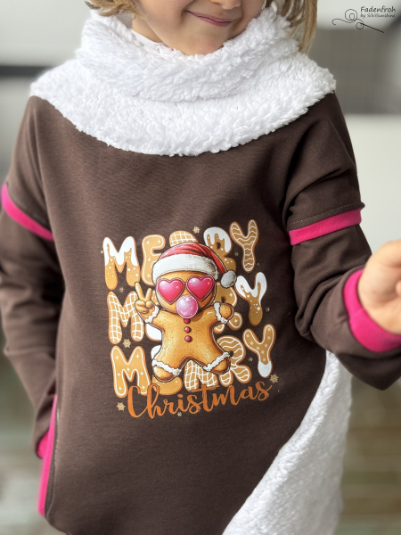 Bügelbild -  " Merry Christmas mit Lebkuchenmännchen "