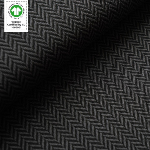 Bio-Strickjacquard von Stoffonkel Jacquard Fischgrät Schwarz