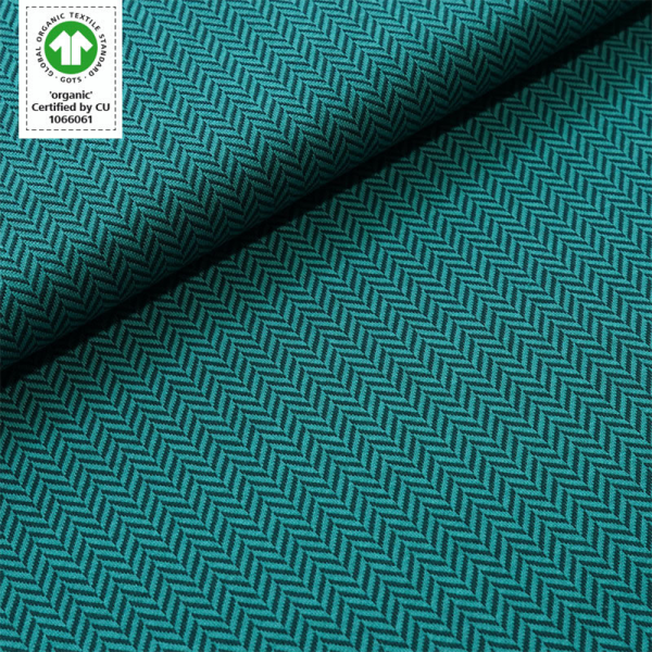 Bio-Strickjacquard von Stoffonkel Jacquard Fischgrät Smaragd