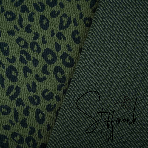 Bio-Strickjacquard von Stoffonkel Jacquard - Rippen - Waldgrün