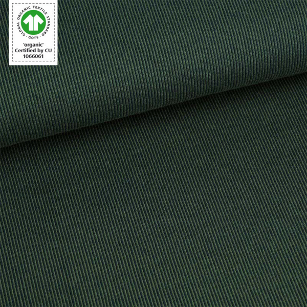 Bio-Strickjacquard von Stoffonkel Jacquard - Rippen - Waldgrün