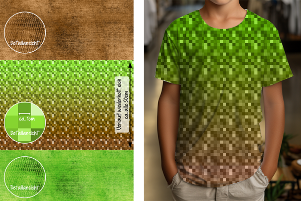 Pixel #grün/braun - Bio JERSEY
