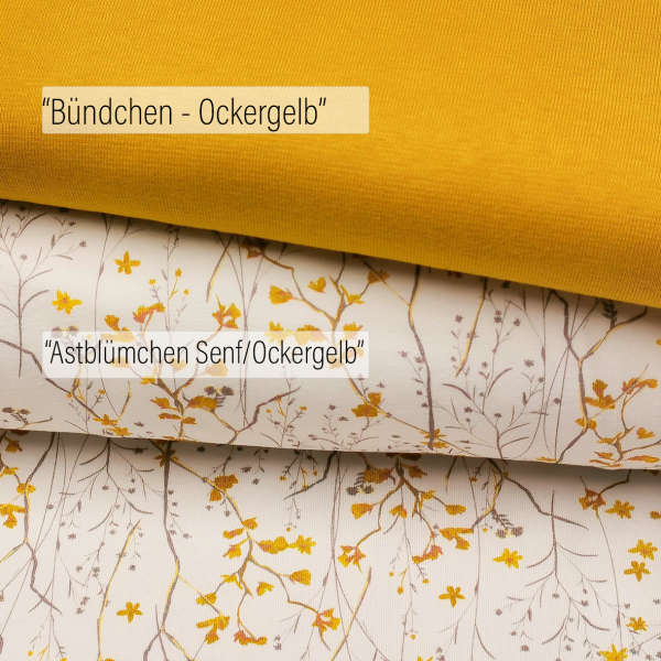 Baumwolljersey - Astblümchen Senf/Ockergelb