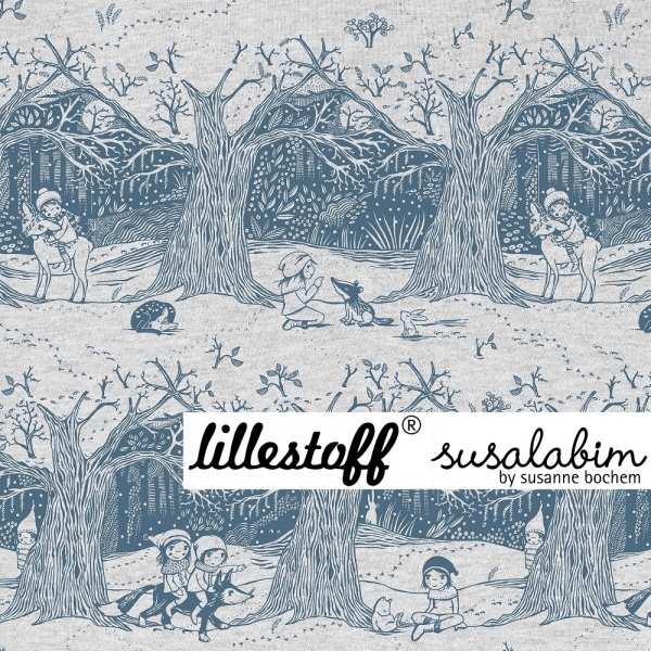 Winterwald meliert blau grau BIO Jersey von lillestoff