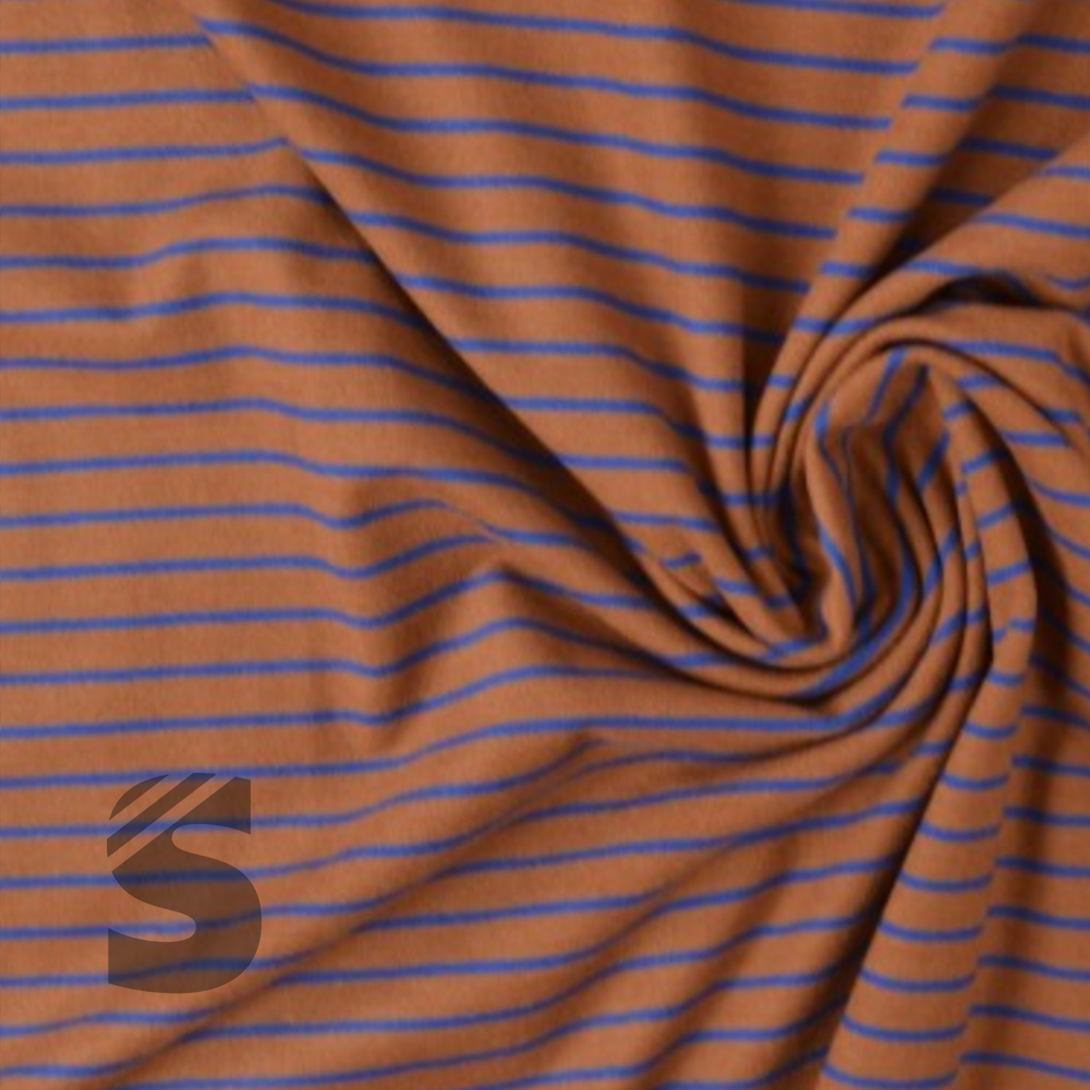 Kuschel Jersey - Streifen - # rost/blau