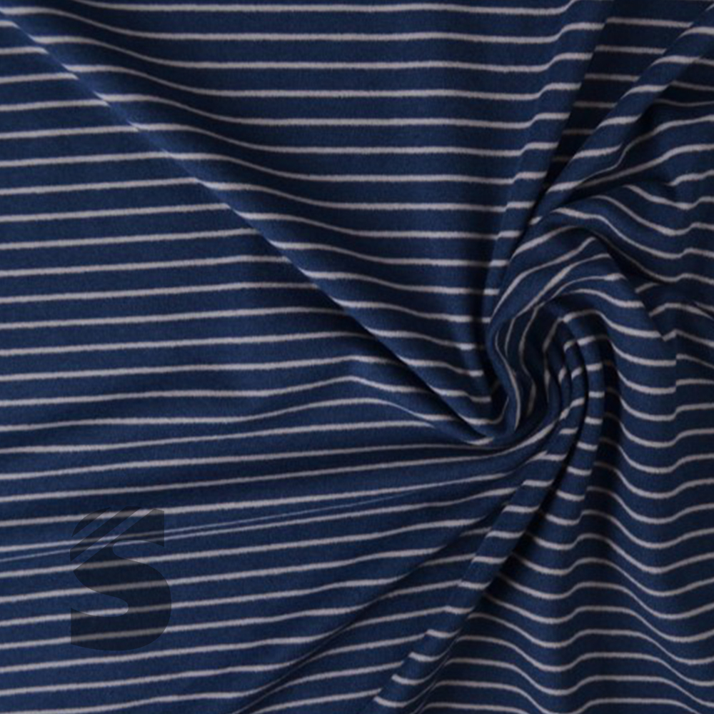Kuschel Jersey - Streifen - # dunkelblau/hellgrau