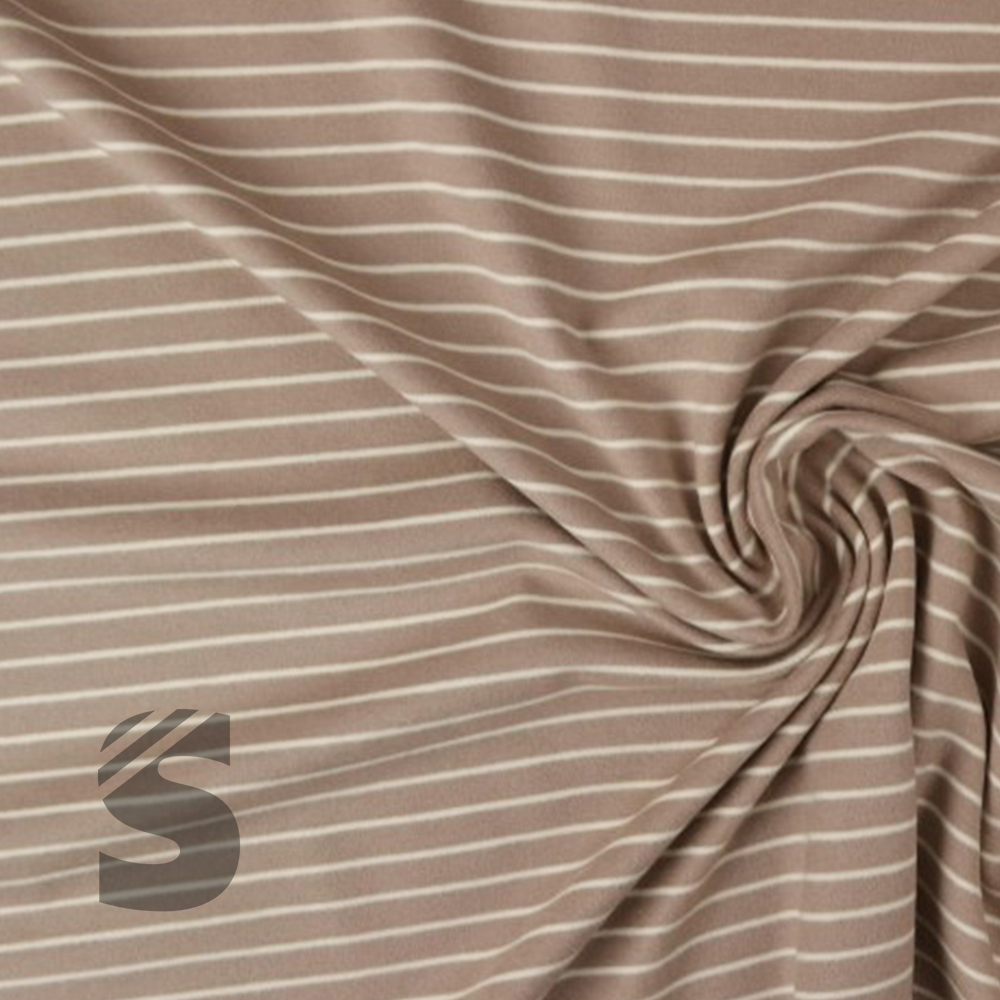 Kuschel Jersey - Streifen - # latte macchiatto