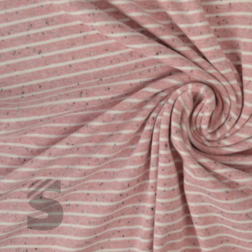 Kuschel Jersey - Streifen - meliert # rosa/weiss