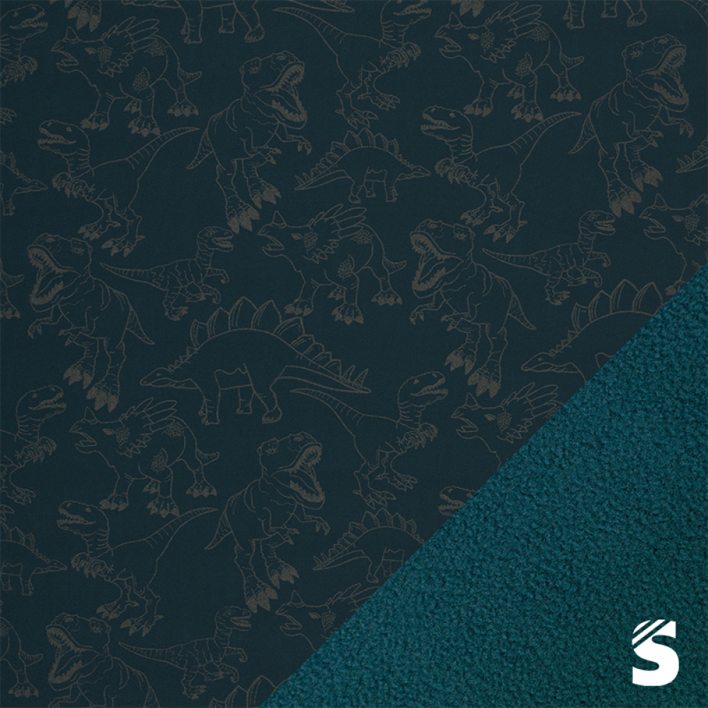 Reflektierender Softshell - Dinos  - Petrol Rückseite