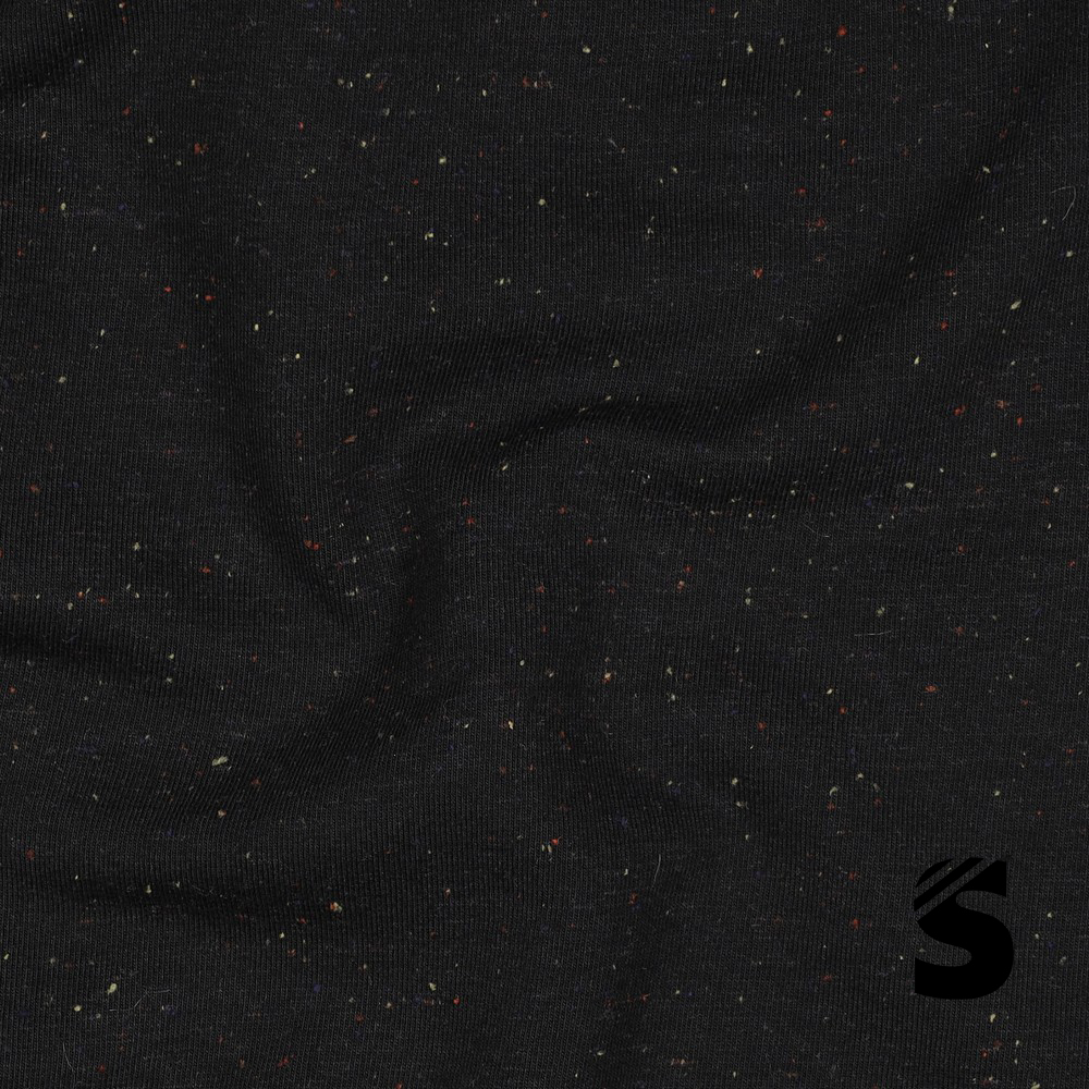 Kuschel Sweat melange - Konfetti - Schwarz