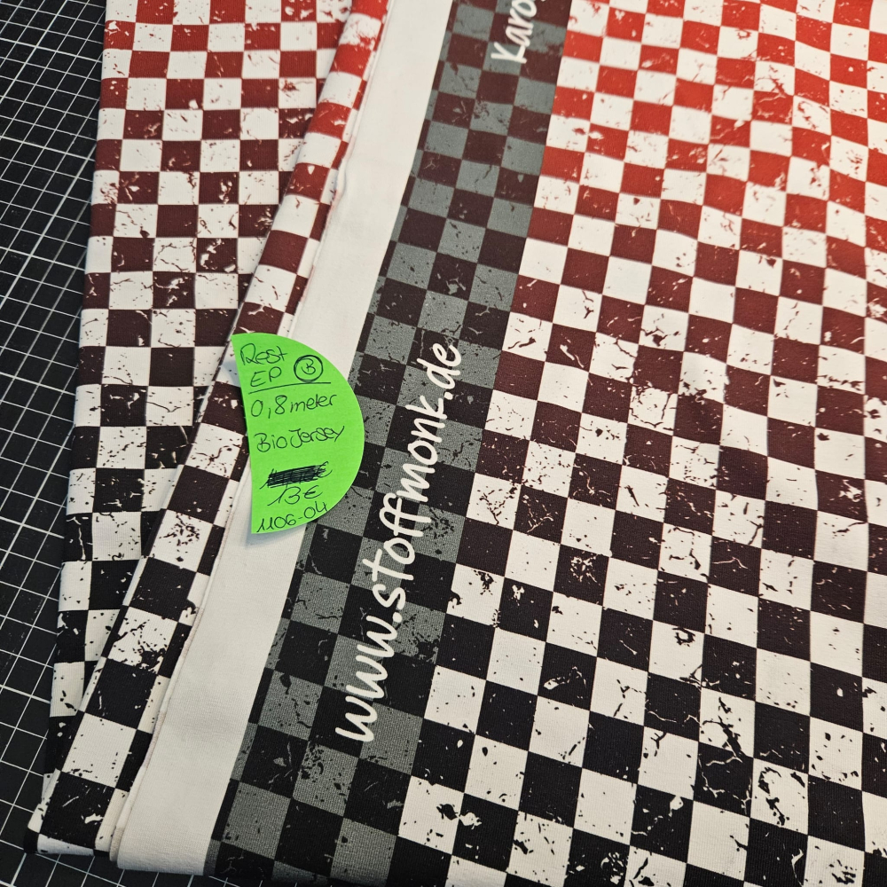 1106-04 - BWARE - 0,8 Meter Karogrunge #rot/schwarz - Bio Jersey - 13€