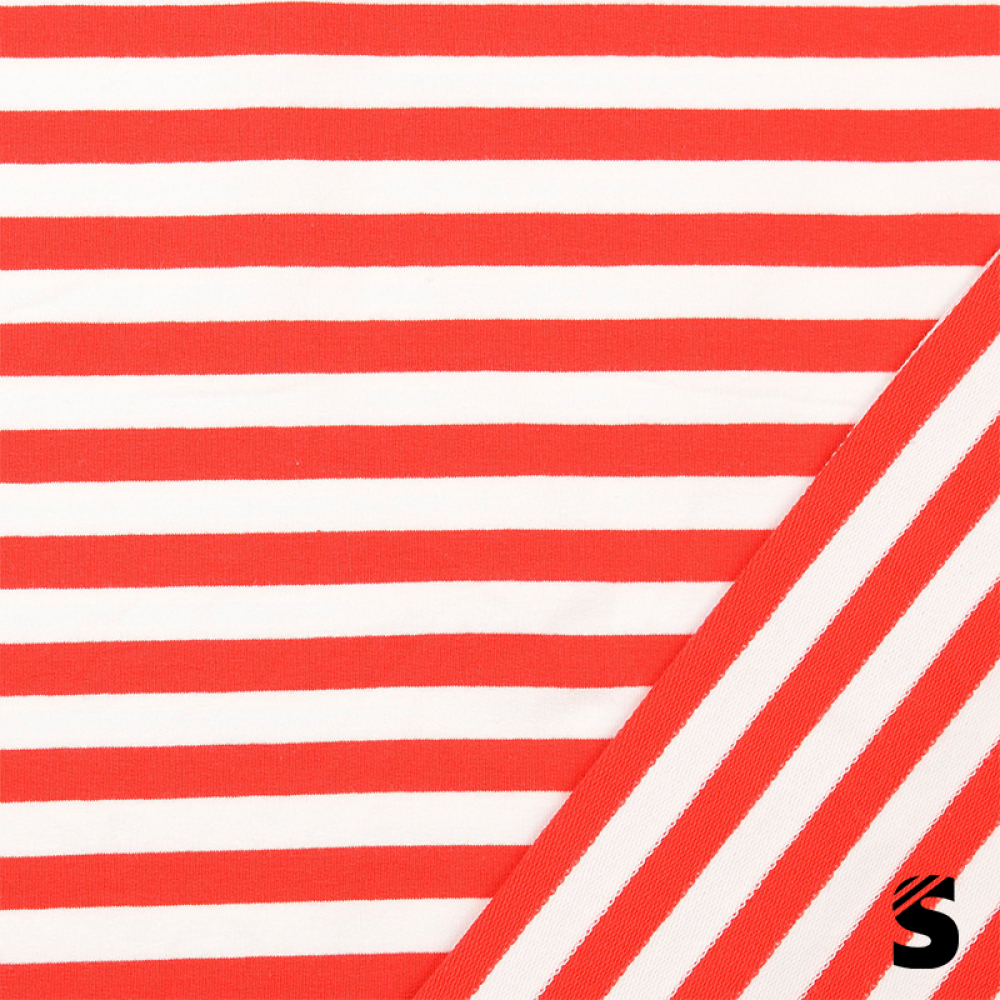 French Terry/Sommersweat - Streifen #rot/weiss