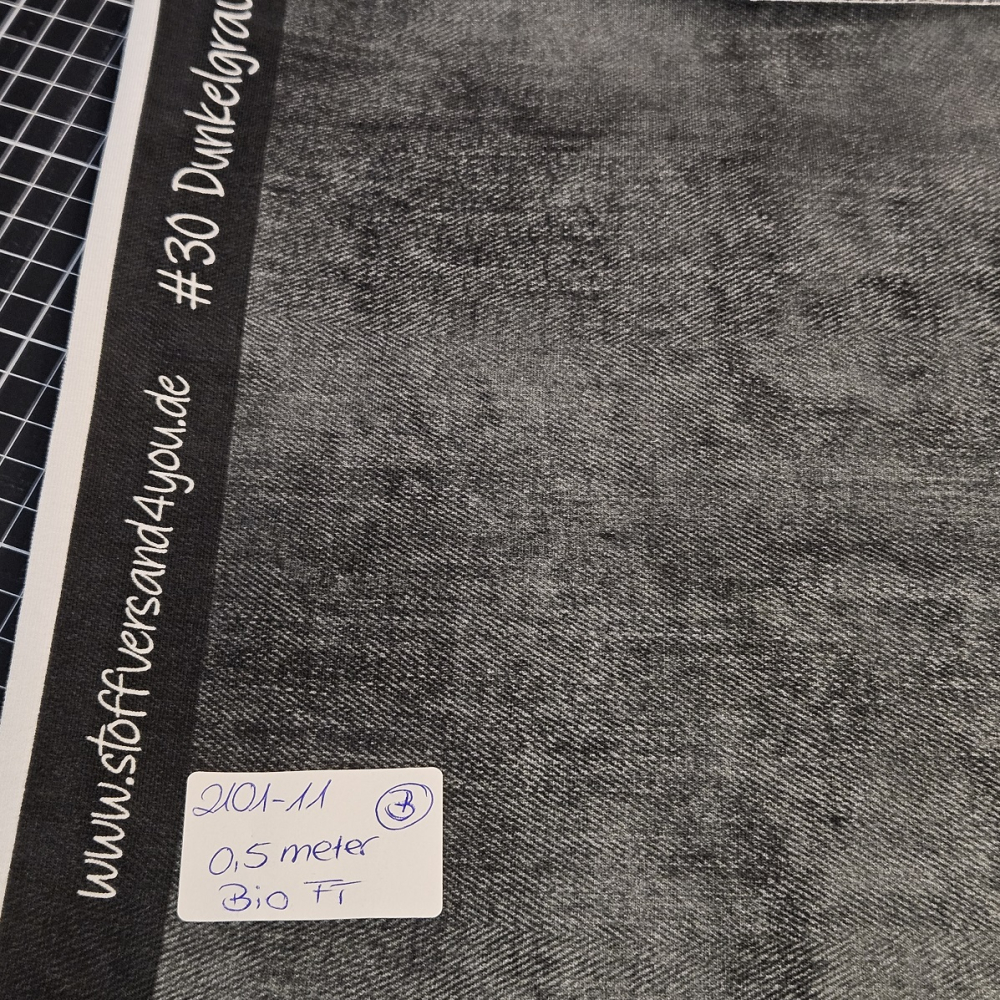2101-11  -  B WARE  0,5 Meter Denim Dunkelgrau #30 - Bio French Terry