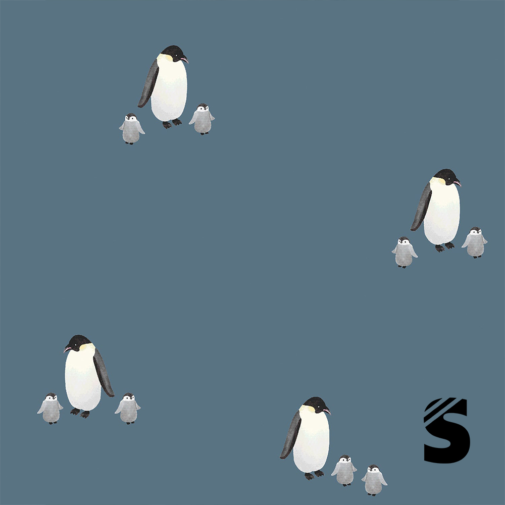 BIO French Terry/Sommersweat - Pinguine #blau