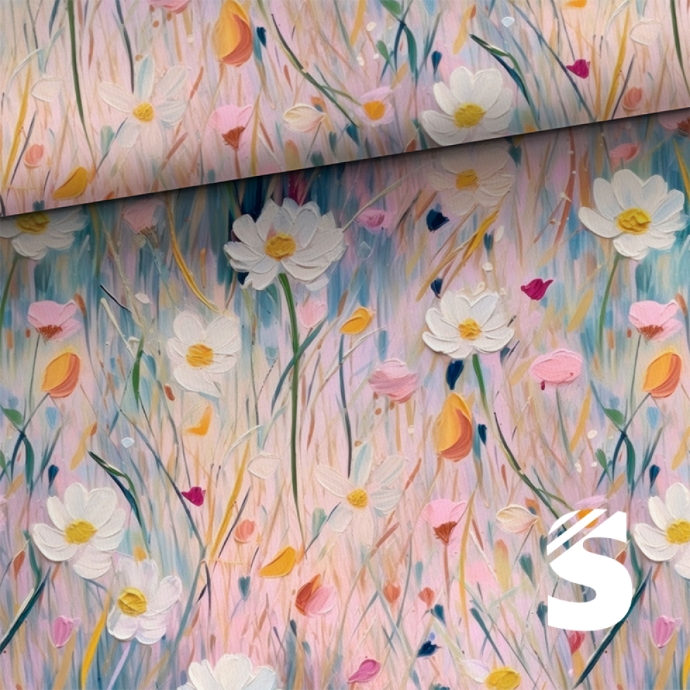 Aquarell Blumenwiese  -  French Terry  (Reaktivdruck)