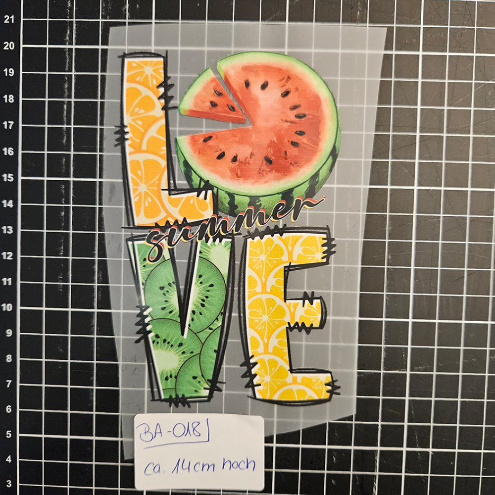BA-018 - Bügelbild - "LOVE Melone" - ca. 14cm  - 3 €