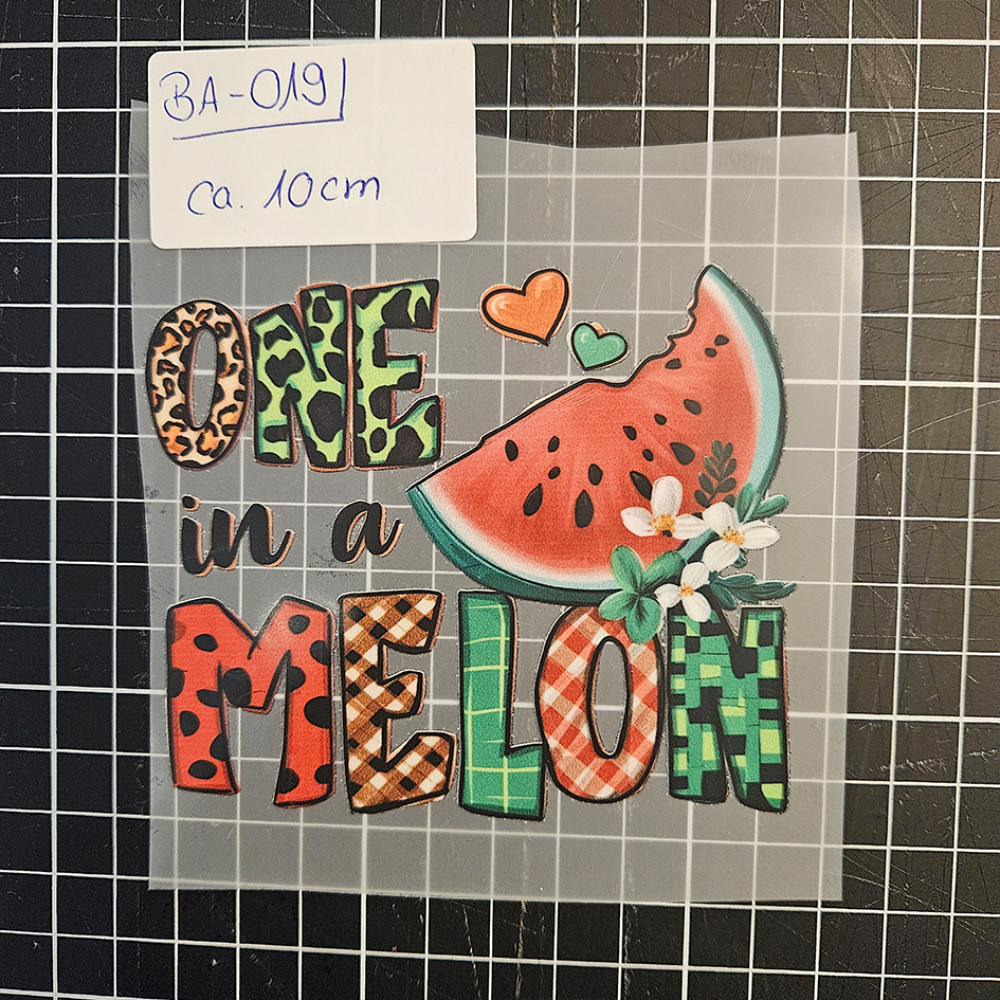 BA-019 - Bügelbild - "one in a MELON" - ca. 10cm -  2 €