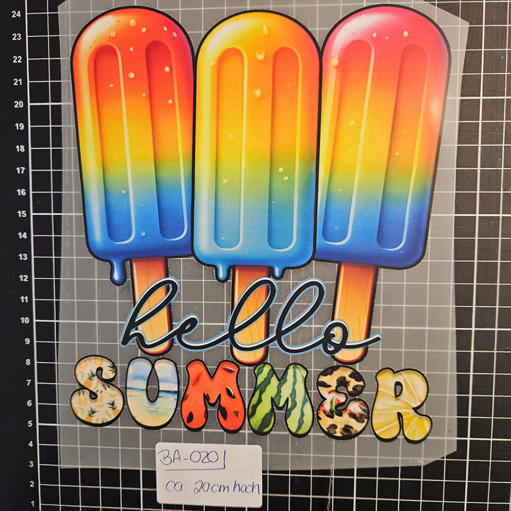 BA-020 - Bügelbild - "Eis Hello Summer" - ca. 20cm  -  5 €