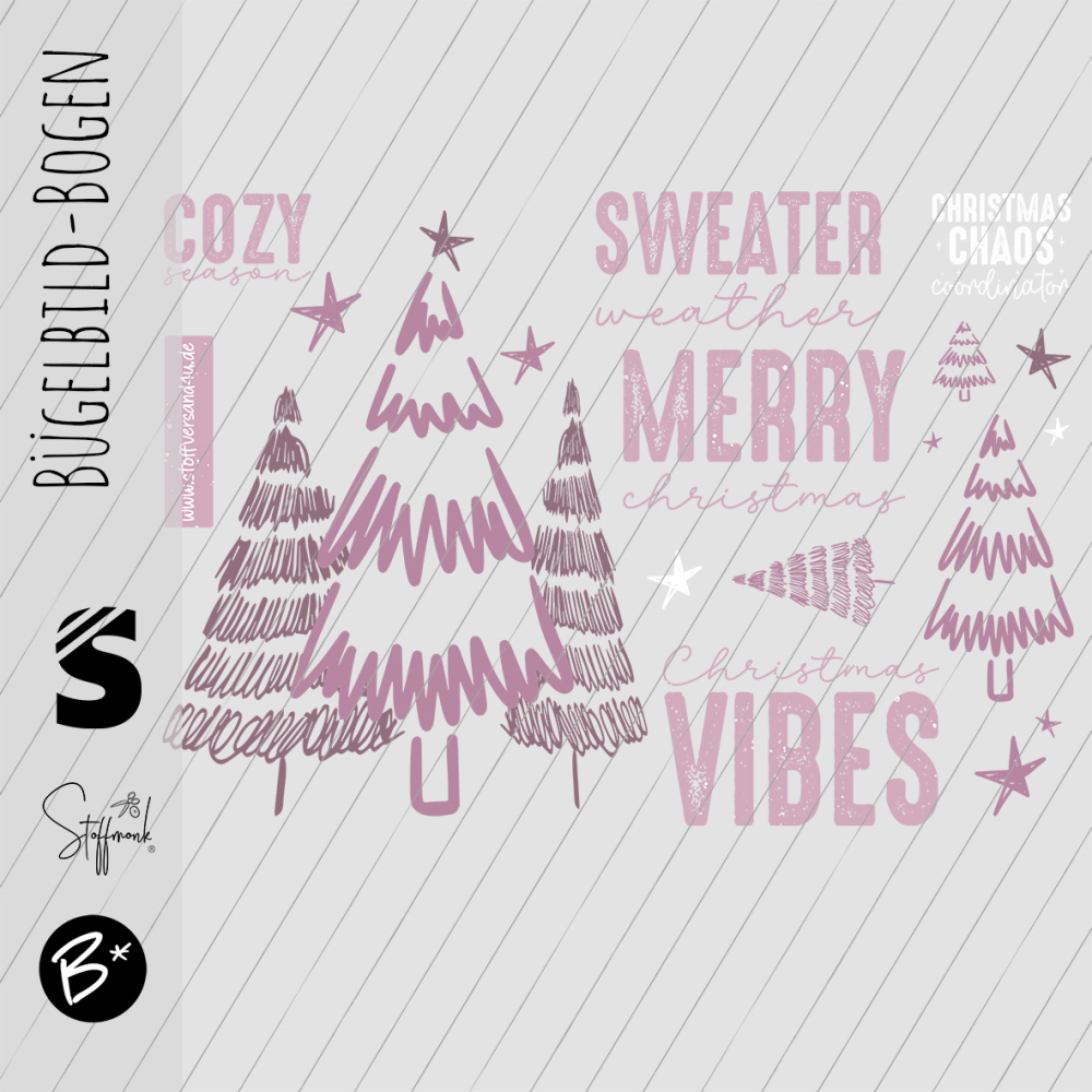 Bügelbild Bogen - DINA4 -  Xmas  # Lila