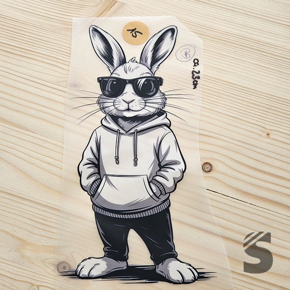 Bügelbild B-WARE! - längste Seite ca. 23cm   - #BB_R 15 - Hase stehend