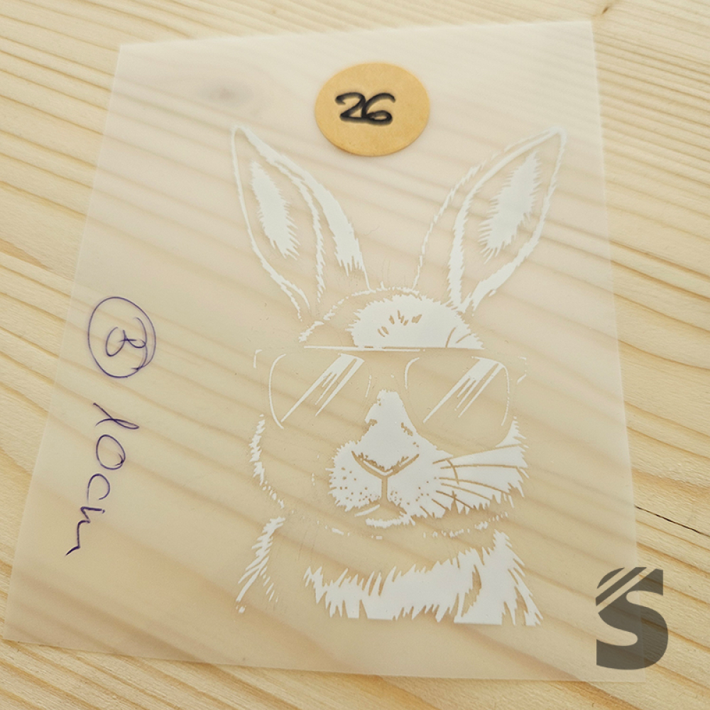 Bügelbild B-WARE! -  längste Seite ca. 10cm   - #BB_R 26 - Hase weiss