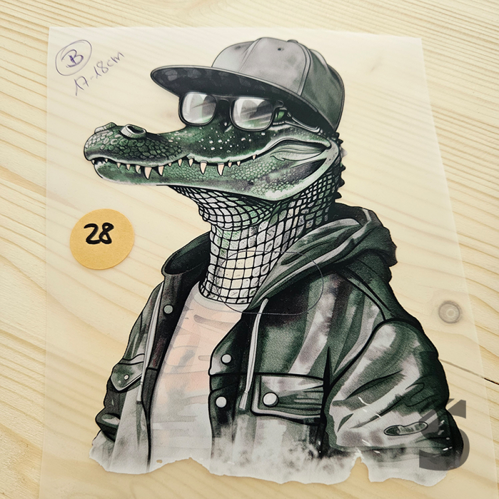 Bügelbild B-WARE! - längste Seite ca. 18cm   - #BB_R 28 - Cool Kroko
