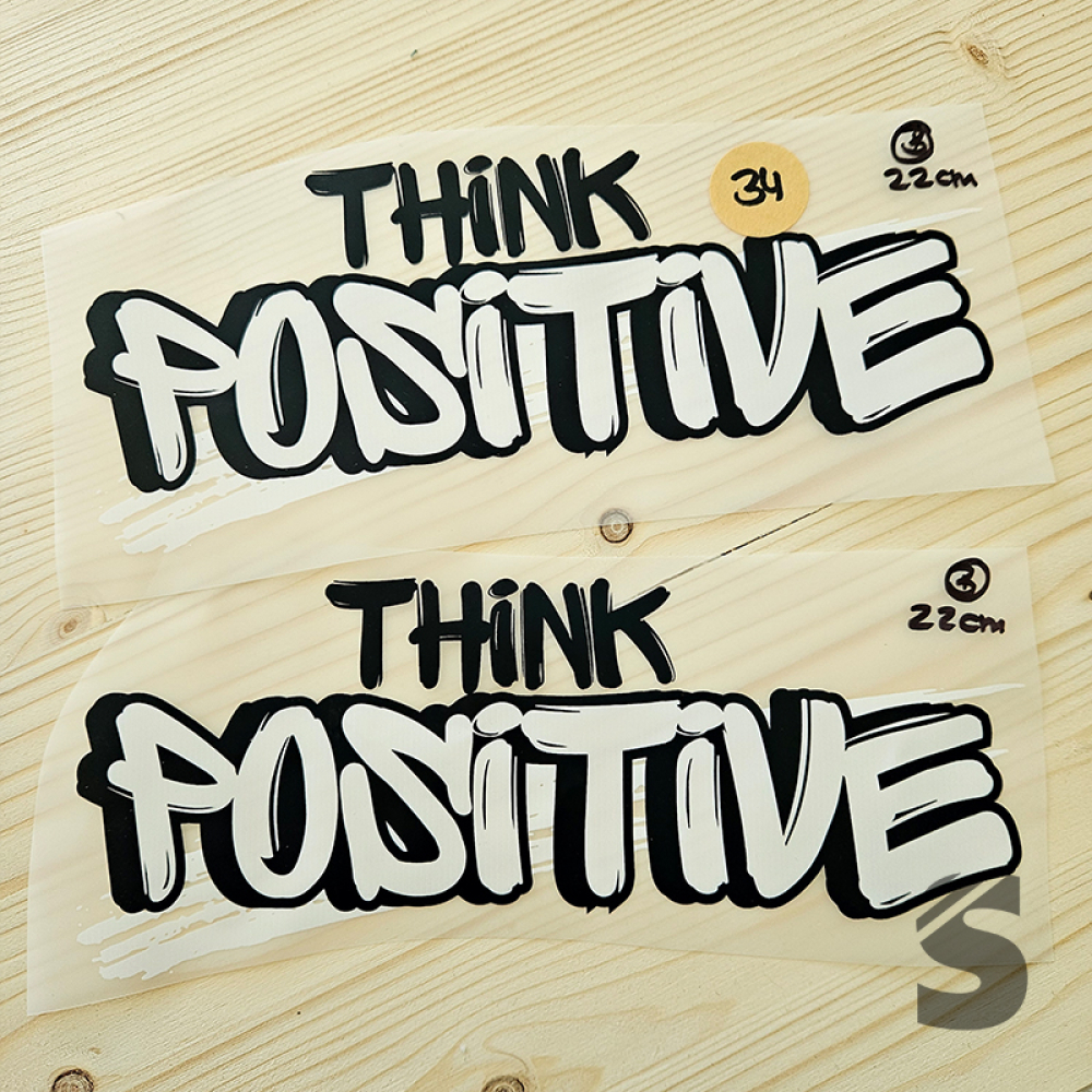 Bügelbild B-WARE! - längste Seite ca. 22cm   - #BB_R 34 - THINK POSITIVE