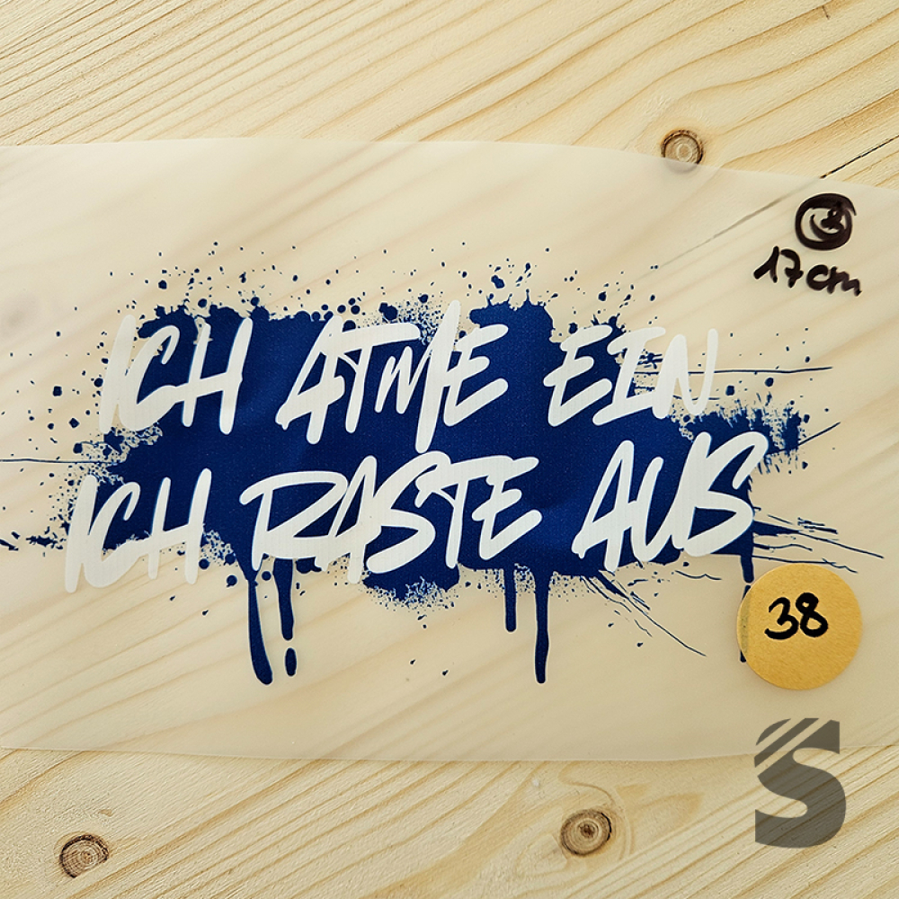 Bügelbild B-WARE! - längste Seite ca. 17cm   - #BB_R 38 - ICH ATME EIN.... - #meeresblau