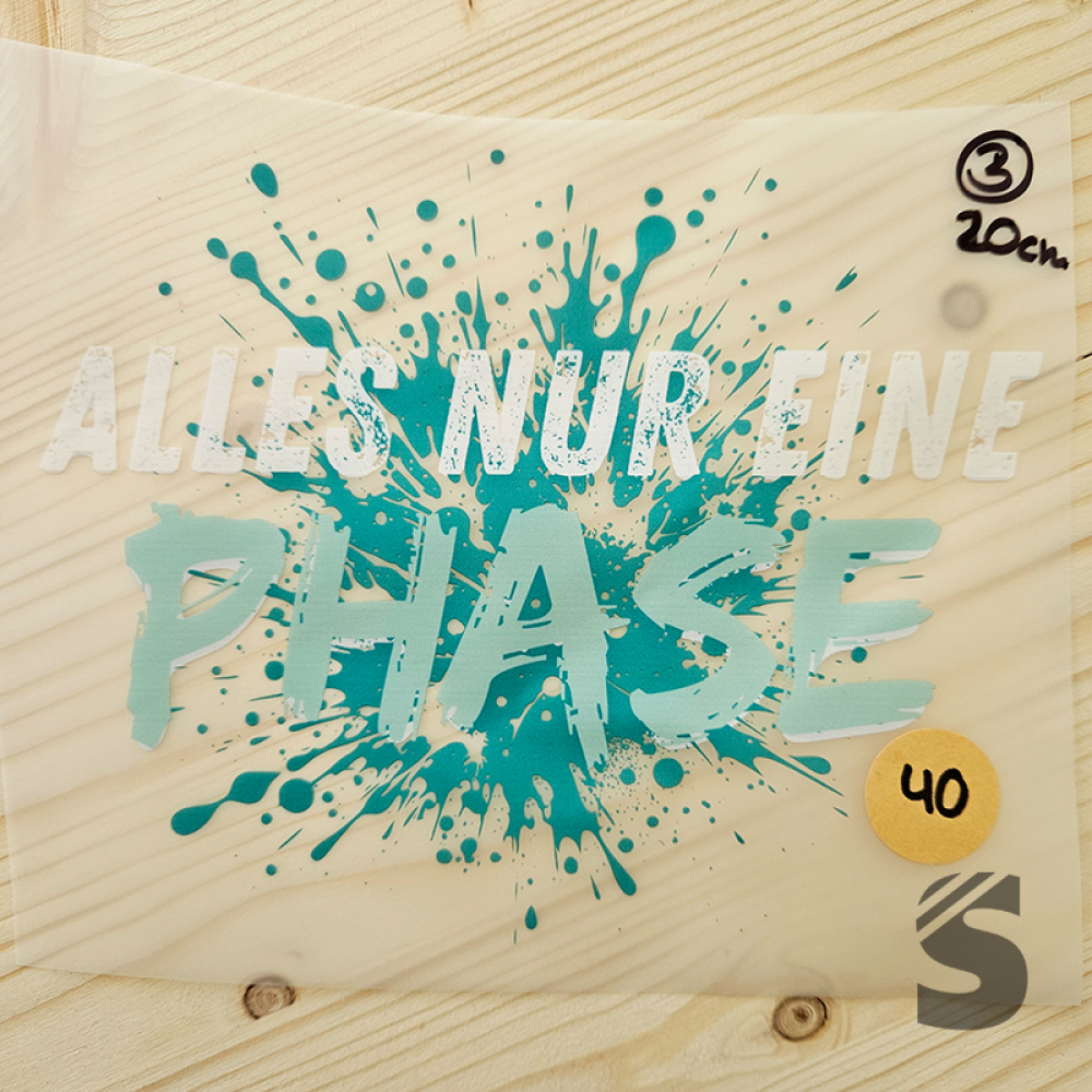Bügelbild B-WARE! - längste Seite ca. 20cm   - #BB_R 40 - ALLES NUR EINE PHASE