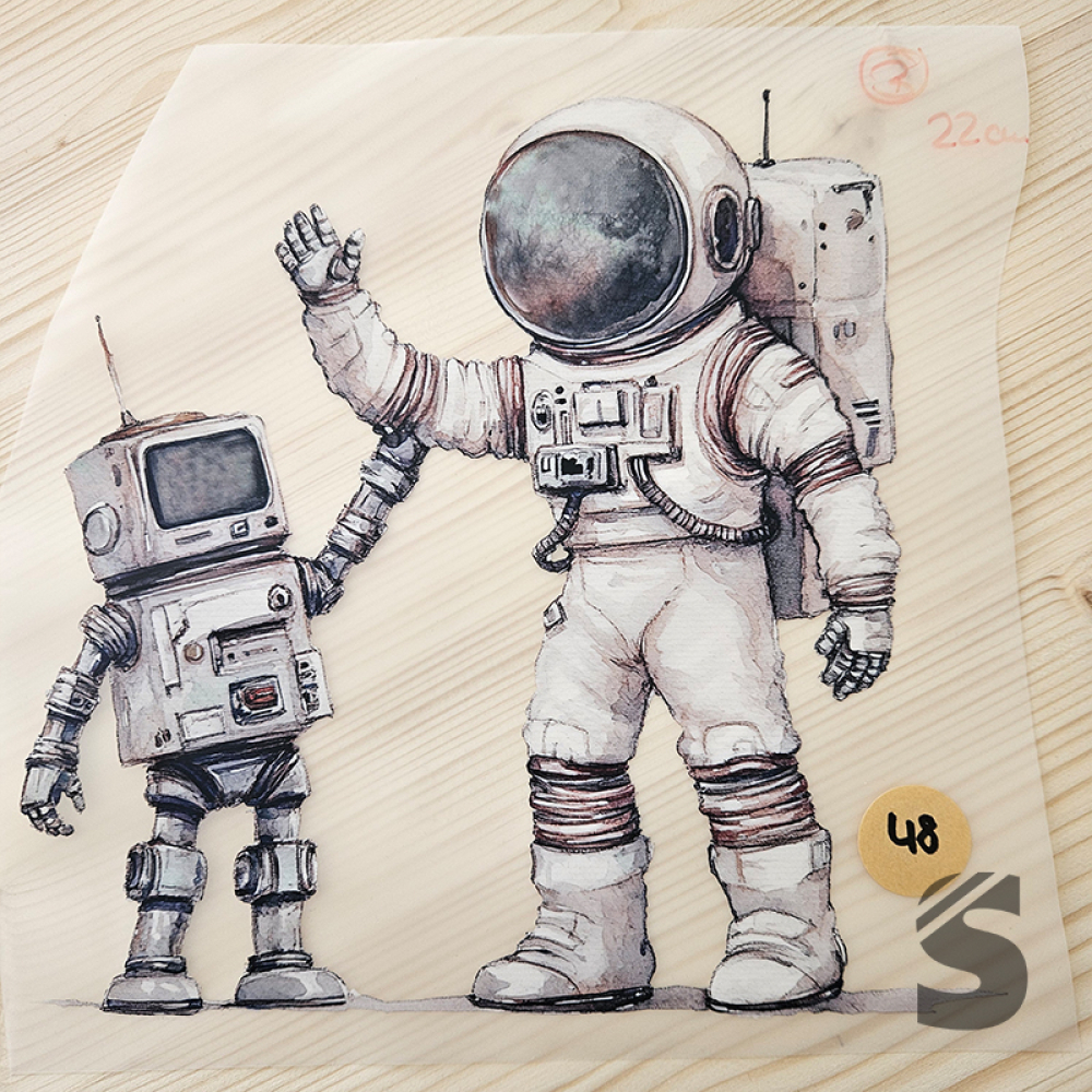 Bügelbild B-WARE! - längste Seite ca. 22cm   - #BB_R 48 - Astronaut