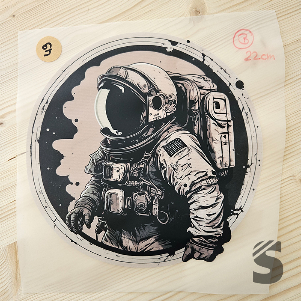 Bügelbild B-WARE! - längste Seite ca. 22cm   - #BB_R 49 - Astronaut Button