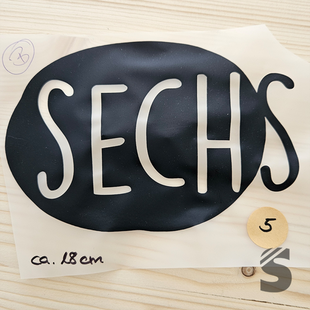 Bügelbild B-WARE! - längste Seite ca. 18cm   - #BB_R 5 - Button SECHS