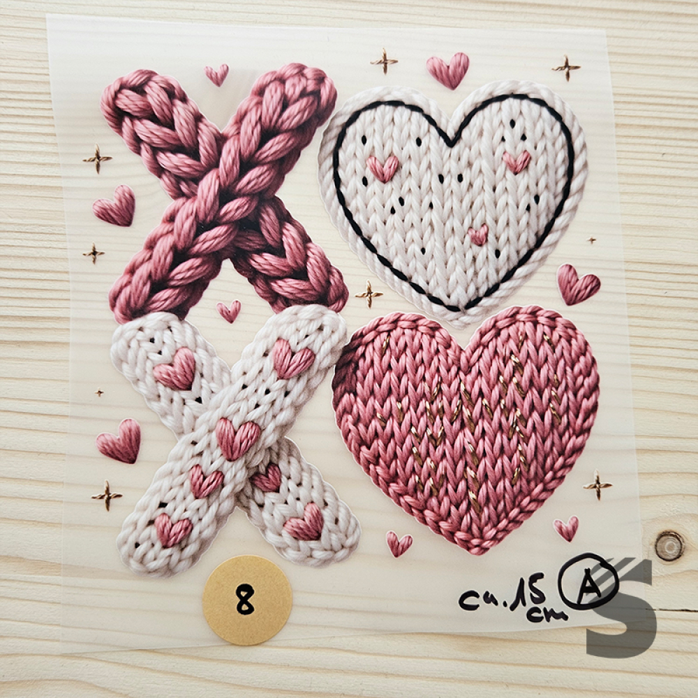 Bügelbild  -  längste Seite ca. 15cm   - #BB_R 8 - XOXO Strickoptik