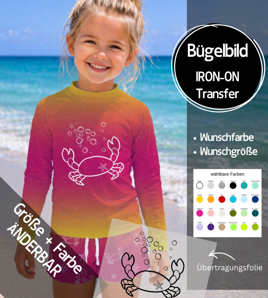 Bügelbild "KRABBE" - Farben & Größe frei wählbar